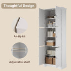 ChooChoo Tall Bathroom Storage Cabinet with 6 Doors & Adjustable Shelves, White Freestanding Pantry Cabinet