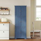ChooChoo Tall Bathroom Storage Cabinet with 6 Doors & Adjustable Shelves, White Freestanding Pantry Cabinet