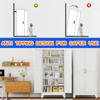Tall White Steel Storage Cabinet, 2 Doors, 5 Adjustable Shelves