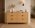 Fluted 6 Drawer Dresser, Farmhouse Wood Chest of Drawers, 58" Wide Storage Unit