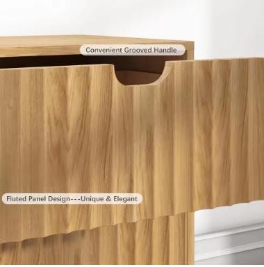 Fluted 6 Drawer Dresser, Farmhouse Wood Chest of Drawers, 58" Wide Storage Unit