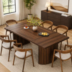 Extra Long Farmhouse Dining Table, Rustic Walnut Finish, Seats 6-8 People