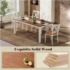 Farmhouse Dining Table Set, Rustic Walnut Wood, 6-Piece Seating for 6