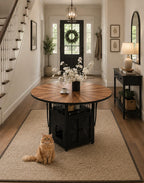 Round Dining Table Set for 4-6, Farmhouse Kitchen Table with Storage Rack
