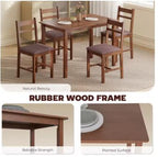 5-Piece Solid Wood Dining Table Set for 4, Farmhouse Kitchen Table with Upholstered Chairs for Small Space, Customized