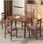5-Piece Solid Wood Dining Table Set for 4, Farmhouse Kitchen Table with Upholstered Chairs for Small Space, Customized