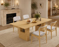 78.5in Rectangular Dining Table Wood Strip Base Modern Farmhouse Kitchen Dining Room, Customized