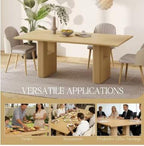 78.5in Rectangular Dining Table Wood Strip Base Modern Farmhouse Kitchen Dining Room, Customized