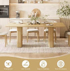 78.5in Rectangular Dining Table Wood Strip Base Modern Farmhouse Kitchen Dining Room, Customized