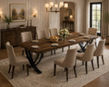 Rectangular Dining Table for 6-8, 78 inch Large Farmhouse Dinner Table for Kitchen Dining Room Living Room, Brown