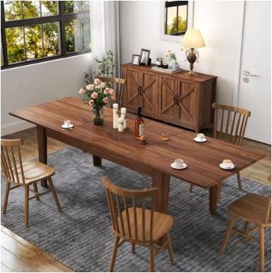 71"-106" Extendable Dining Table for 4-12 People, Space-Saving Extra Long Transformer Table with Extension Leaves, Customized