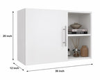 36-Inch White Wall Mounted Storage Cabinet, Double Doors, Soft-Close Hinges, Adjustable Shelf