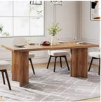 63-inch Dining Table for 4-6, Farmhouse Kitchen Table with Large Tabletop, Rectangular Eating Table for Dining Room, Living Room