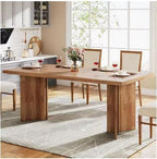 63-inch Dining Table for 4-6, Farmhouse Kitchen Table with Large Tabletop, Rectangular Eating Table for Dining Room, Living Room