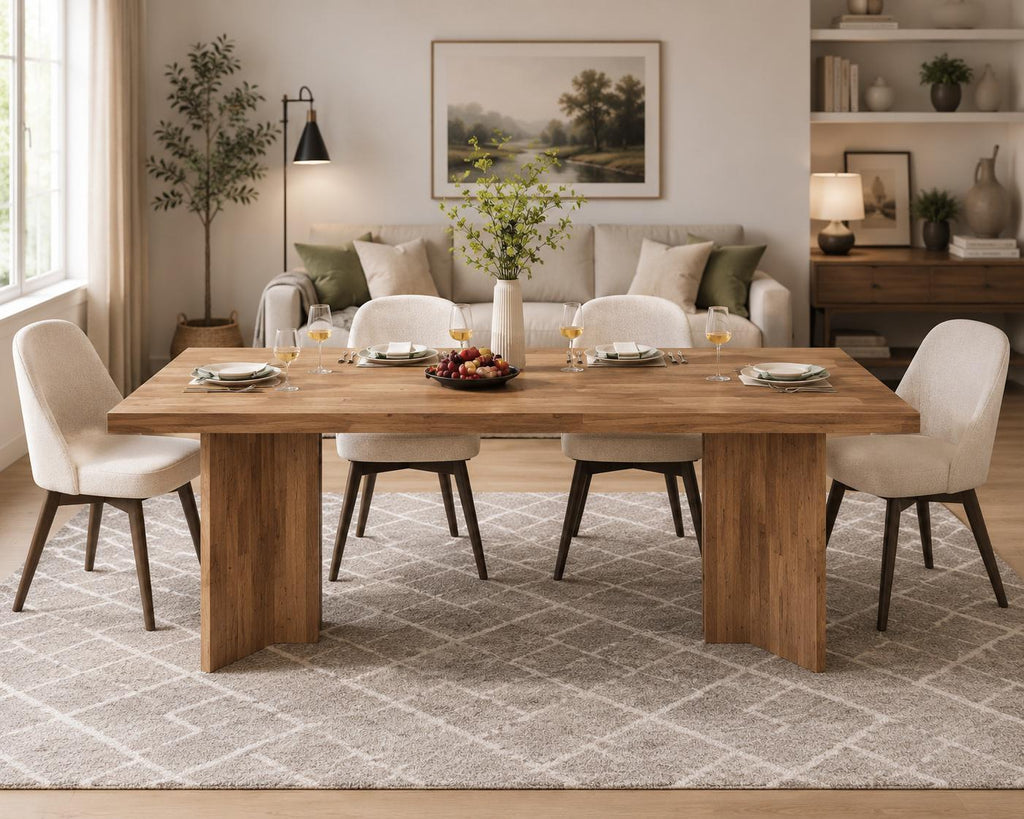 63-inch Dining Table for 4-6, Farmhouse Kitchen Table with Large Tabletop, Rectangular Eating Table for Dining Room, Living Room