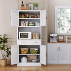 Tall Metal Pantry Cabinet with Adjustable Shelves & Quiet Magnetic Doors - Freestanding Storage Locker