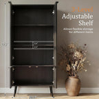 Ebony Fluted Tall Pantry Cabinet, Modern Storage with Adjustable Shelves