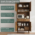 Walnut Grooved Doors Cabinet, Gold Handles, Adjustable Shelves Storage