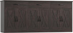 Farmhouse Sideboard Buffet Cabinet, 71" Wide Storage, Dark Brown Engineered Wood