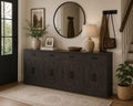 Farmhouse Sideboard Buffet Cabinet, 71" Wide Storage, Dark Brown Engineered Wood