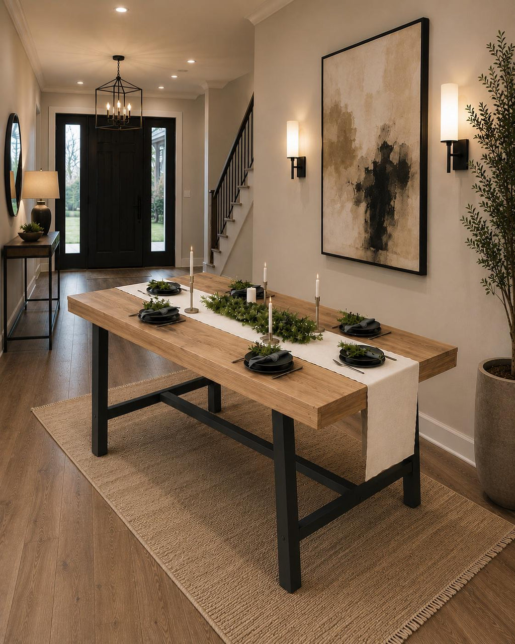 70.87" Long Industrial Dining Table for 6-8 People Large Kitchen Table with Sturdy Metal Frame Rectangular Customized