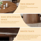 Extendable Round Dining Table 63in 2-6 Seats Kitchen Table 2-Tier Storage Farmhouse Fluted Wood Door Walnut Customized