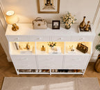 10-Drawer LED Dresser with Shoe Rack and Charging Station, Modern Organizer