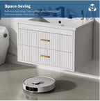 Floating Bathroom Vanity with Sink, Wall Mounted Modern Bathroom Vanity Cabinet with 2 Soft-Close Drawers