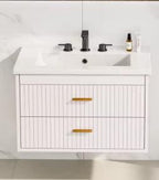 Floating Bathroom Vanity with Sink, Wall Mounted Modern Bathroom Vanity Cabinet with 2 Soft-Close Drawers