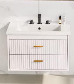 Floating Bathroom Vanity with Sink, Wall Mounted Modern Bathroom Vanity Cabinet with 2 Soft-Close Drawers
