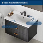 Floating Bathroom Vanity with Sink, Wall Mounted Modern Bathroom Vanity Cabinet with 2 Soft-Close Drawers