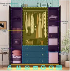 75” Tall Wardrobe Closet with 4 Doors, 3 Drawers, Modern Armoire with Mirror & LED Lights, Wooden Armoire Wardrobe Customized