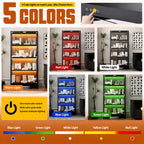 Black Glass Display Cabinet, 4 Tier Curio Showcase, RGB LED Motion Sensor Lighting