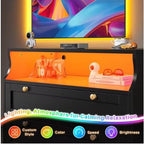 EnHomee Tall 5 Drawer Dresser with LED Lights and 2 Shelves for Bedroom Hallway or Entryway