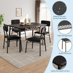 GarveeHome 5-Piece Dining Table Set for 4, Kitchen Table with Storage Rack & 4 Upholstered Chairs, Wood Top, Metal Frame, Black