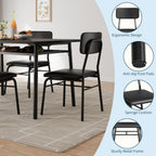 GarveeHome 5-Piece Dining Table Set for 4, Kitchen Table with Storage Rack & 4 Upholstered Chairs, Wood Top, Metal Frame, Black