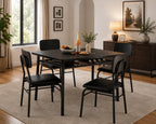 GarveeHome 5-Piece Dining Table Set for 4, Kitchen Table with Storage Rack & 4 Upholstered Chairs, Wood Top, Metal Frame, Black