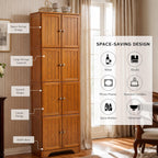 Farmhouse Tall Storage Cabinet with 8 Doors – 72"Pantry Cabinet, 4 Adjustable Shelves, Freestanding Storage Organizer for Kitchen,