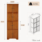 Farmhouse Tall Storage Cabinet with 8 Doors – 72"Pantry Cabinet, 4 Adjustable Shelves, Freestanding Storage Organizer for Kitchen,