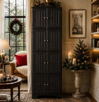 Farmhouse Tall Storage Cabinet with 8 Doors – 72"Pantry Cabinet, 4 Adjustable Shelves, Freestanding Storage Organizer for Kitchen,