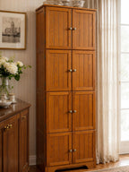 Farmhouse Tall Storage Cabinet with 8 Doors – 72"Pantry Cabinet, 4 Adjustable Shelves, Freestanding Storage Organizer for Kitchen,