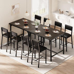 IDEALHOUSE 5-Piece Counter Height Dining Set for 4, Table with Footrest & Corner Protectors, 4 Upholstered Bar Stools, Rustic Black