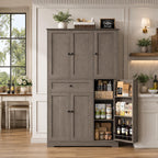68” Tall Kitchen Pantry Cabinet with Drawer | White Freestanding Storage Cabinet with Doors & Shelves | Modern Kitchen Hutch Organizer