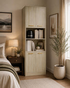 Cozy Castle 75" Tall Kitchen Pantry Cabinet, Wooden Storage Hutch with 4 Doors & Adjustable Shelves, Freestanding Utility Cupboard Kitchen,
