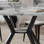 42"-58" Extendable Round Dining Table for 4-6, Oval Kitchen Table with Hidden Leaf, Storage Shelf & Metal Legs, Space-Saving Design