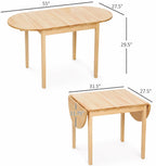 Solid Pine Drop Leaf Dining Table – Expandable Space Saving Kitchen Table for 4–6 People