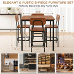Giantex 5-Piece Counter Height Dining Table Set with 4 Bar Stools, Industrial Kitchen Dinette Set, Space Saving Dining Furniture