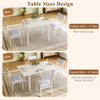 HUAHUU 5-Piece Extendable Dining Table Set for 4, Foldable Kitchen Table with 4 Upholstered Cushion Chairs, Rectangle Dining Set