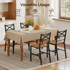 MAHANCRIS Rustic Dining Chair Set of 4 – Farmhouse Wooden Kitchen Chairs with Ergonomic Backrest, Industrial Metal Frame,