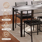 IRONCK Dining Table Set for 4 – Grey Wood Kitchen Table & Upholstered Chairs, 5 Piece Space Saving Dining Set, Industrial Style Small Spaces